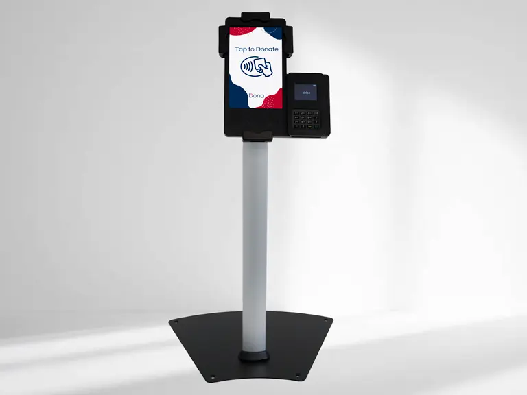 Floor standing and movable donation terminal ideal for disabled users