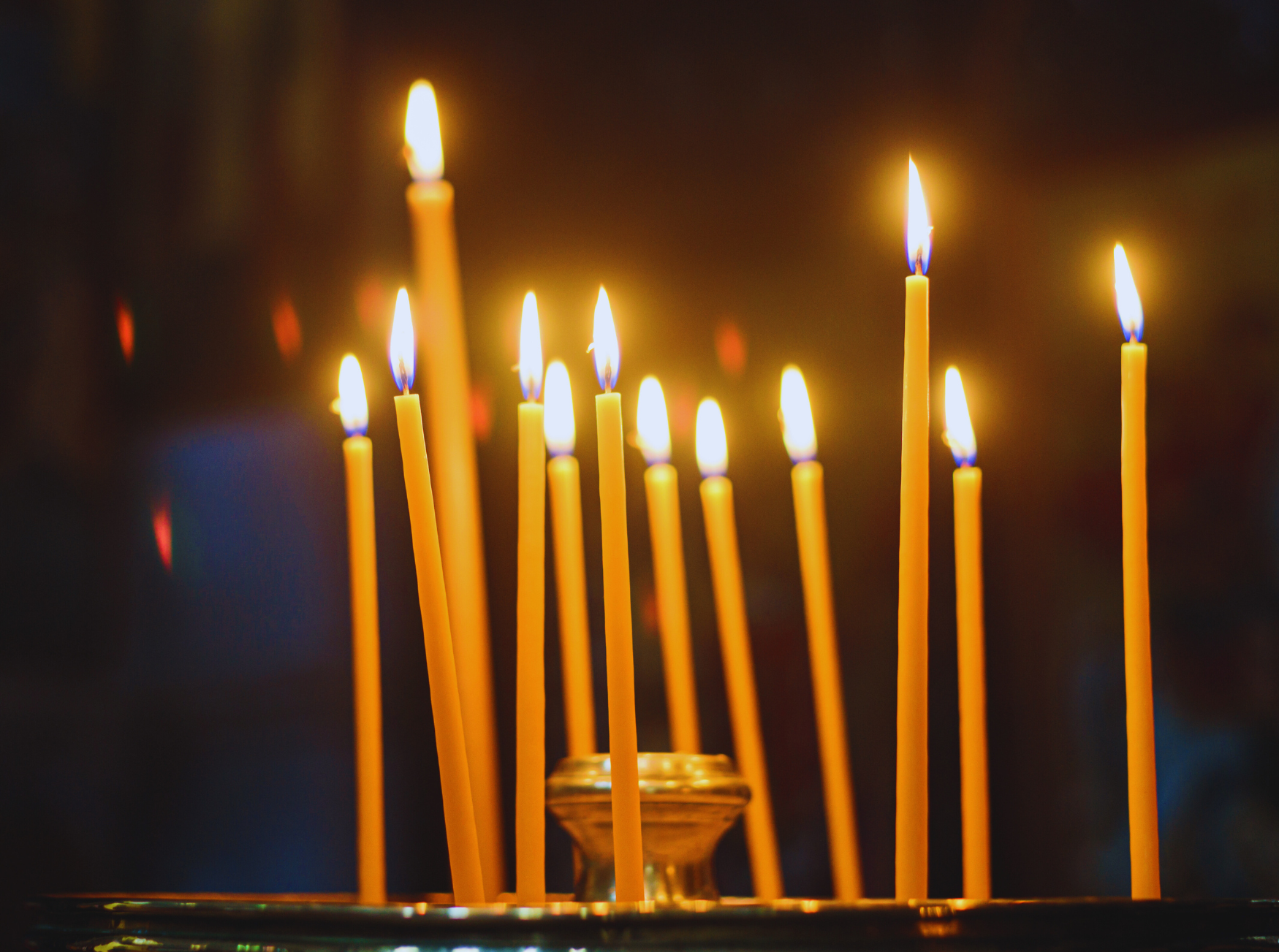 Funeral service long candles at a church