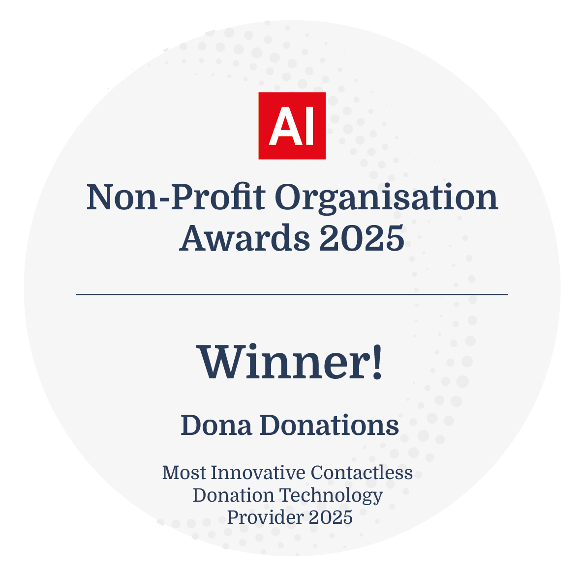 Dona non profit award winner logo