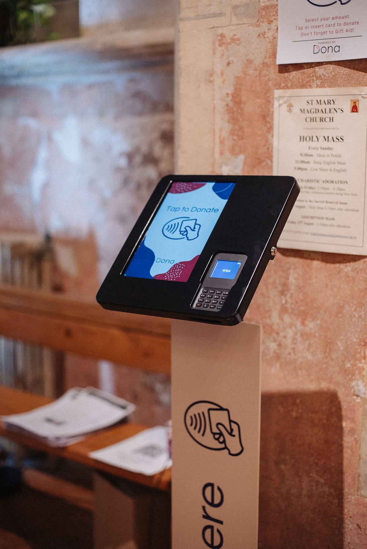 Churches use Free Standing Card Terminal for Charities and Churches