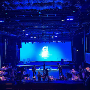 Elroy Fernandes and Ellen Watts at the Barclays Entrepreneur Awards 2025 Dona Donations Highly Commended Award