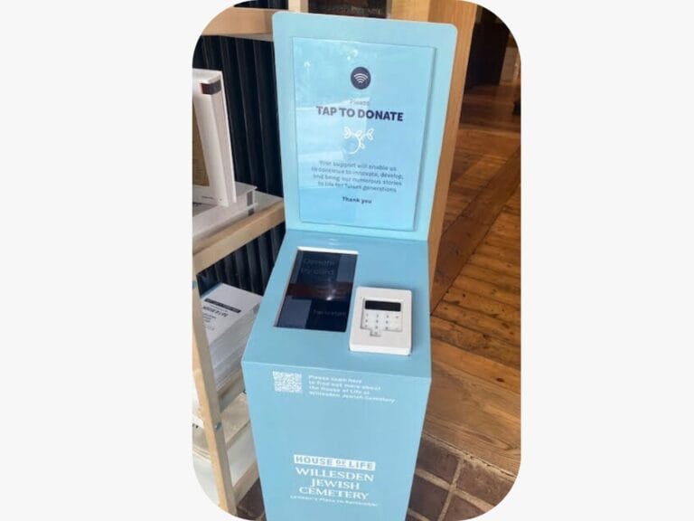 Jewish Cemetary Custom Contactless Tap to Donate Donation Box Stand Designs